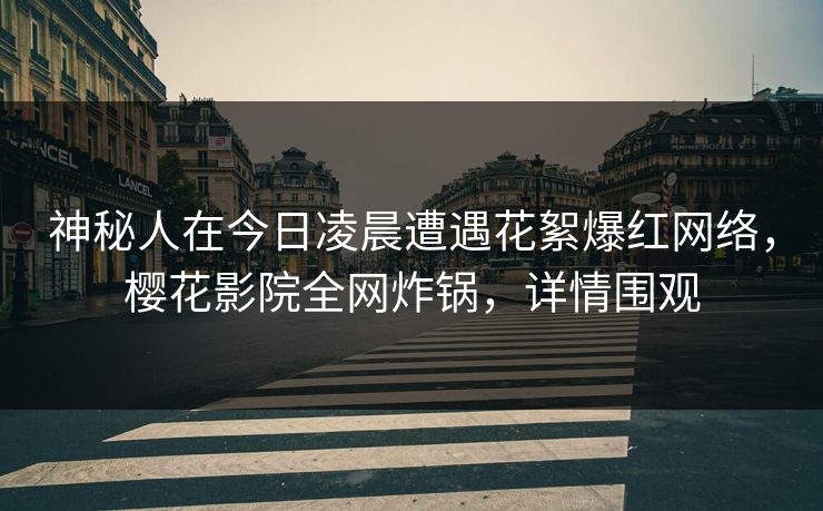 神秘人在今日凌晨遭遇花絮爆红网络，樱花影院全网炸锅，详情围观