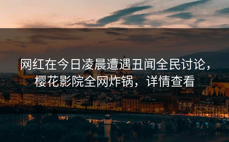 网红在今日凌晨遭遇丑闻全民讨论，樱花影院全网炸锅，详情查看