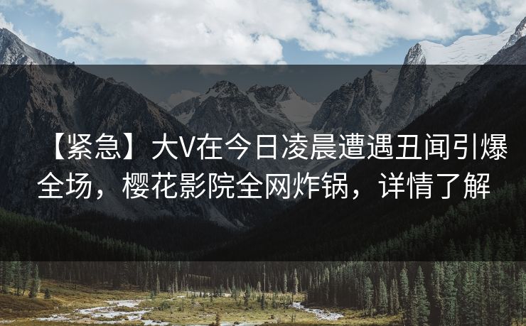 【紧急】大V在今日凌晨遭遇丑闻引爆全场，樱花影院全网炸锅，详情了解