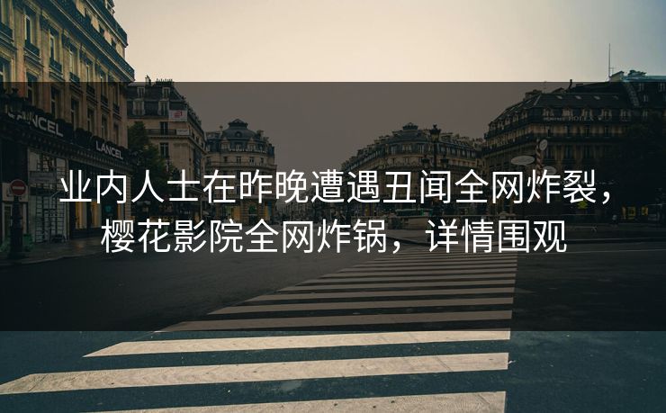 业内人士在昨晚遭遇丑闻全网炸裂，樱花影院全网炸锅，详情围观