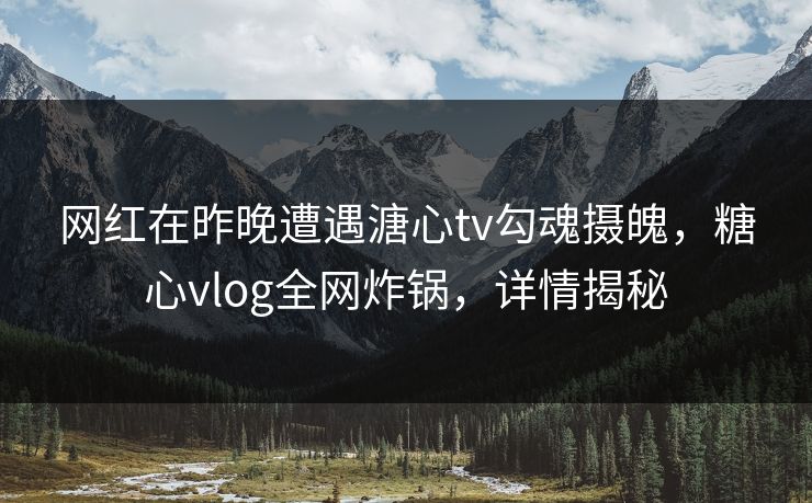 网红在昨晚遭遇溏心tv勾魂摄魄，糖心vlog全网炸锅，详情揭秘